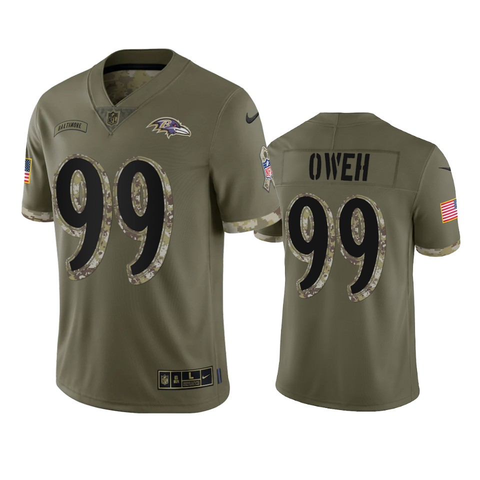 ravens jayson oweh 2022 salute to service olive jersey
