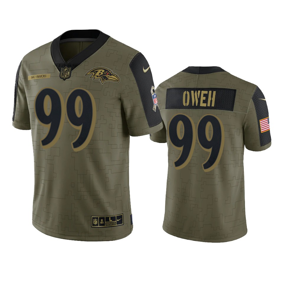 ravens jayson oweh olive limited 2021 salute to service jersey