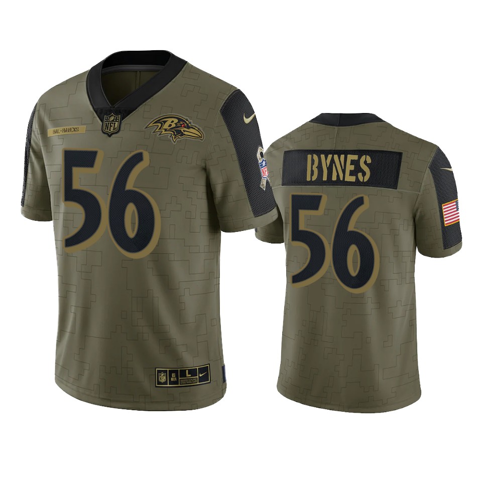 ravens josh bynes olive limited 2021 salute to service jersey