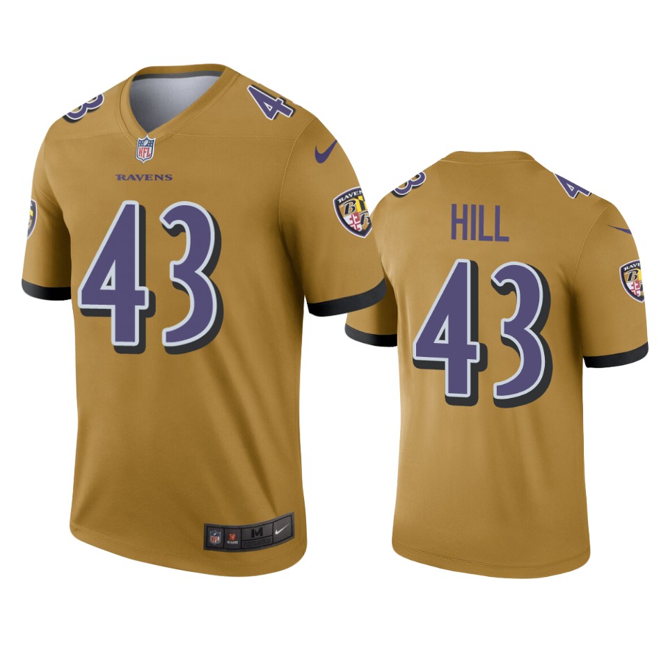 ravens justice hill gold inverted legend jersey