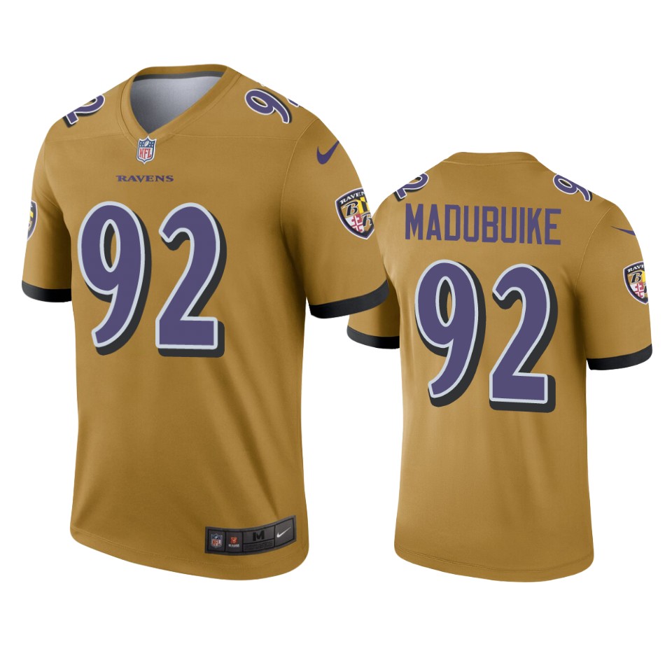 ravens justin madubuike gold inverted legend jersey 1
