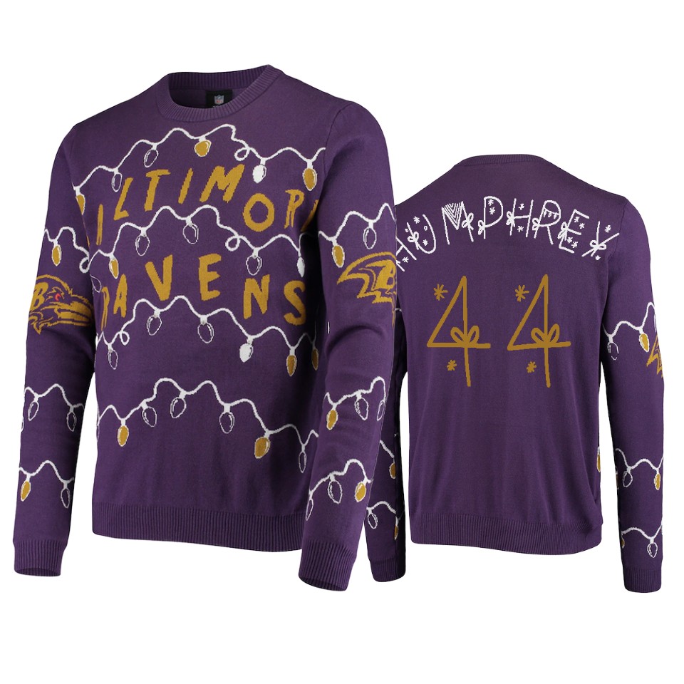 ravens marlon humphrey purple 2020 christmas gifts light up sweater