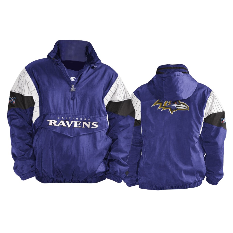 ravens purple black nfl 100 thursday night lights quarter zip breakaway jacket