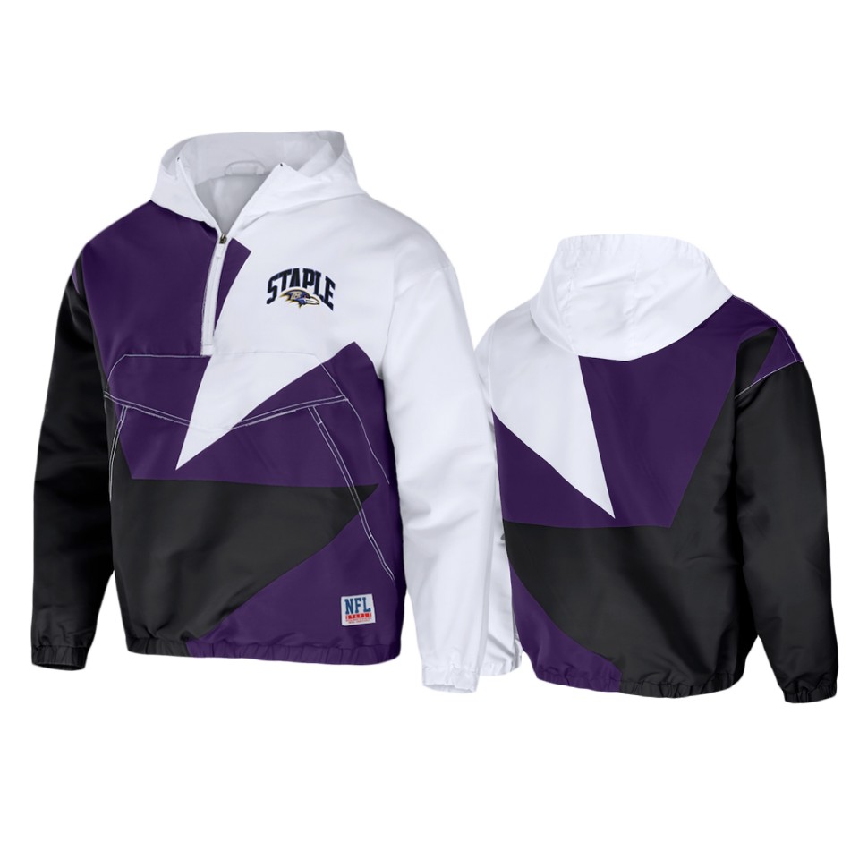 ravens purple staple all over print quarter zip jacket