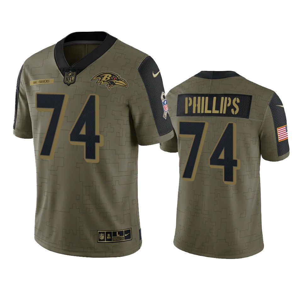 ravens tyre phillips olive limited 2021 salute to service jersey