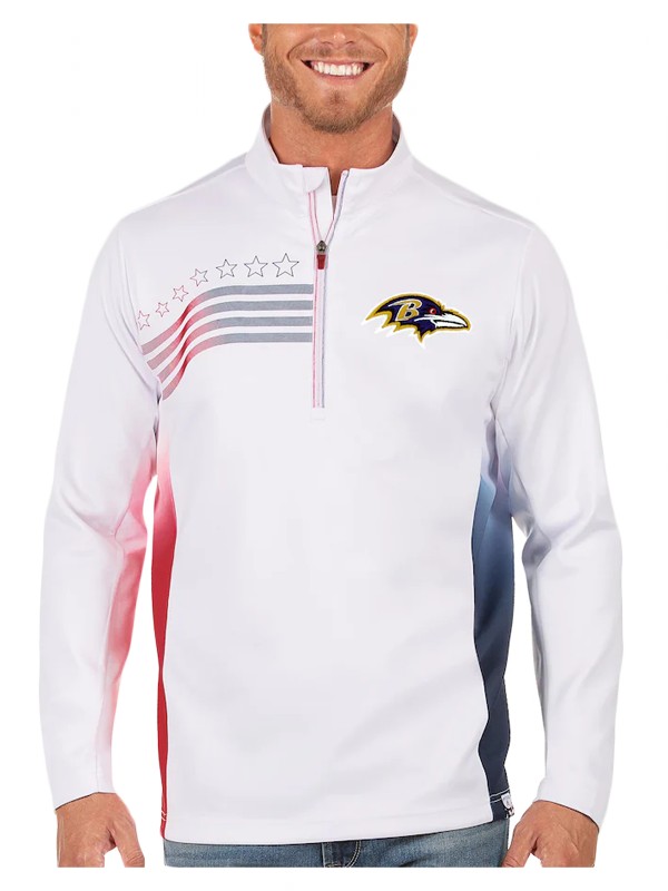 ravens white navy liberty quarter zip pullover jacket