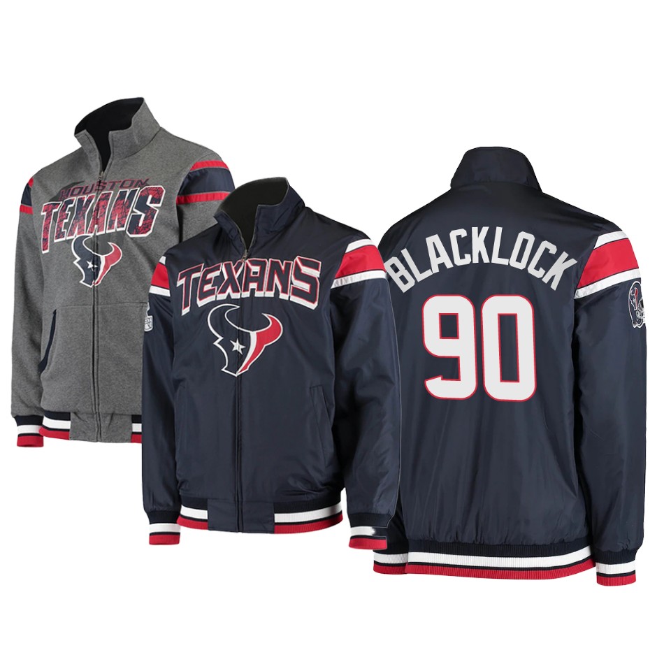 ross blacklock texans navy charcoal offside reversible full zip jacket
