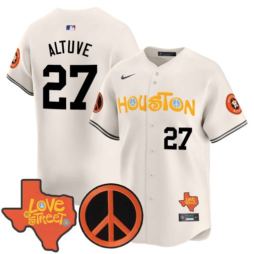 s Love Street & Peace Sign Patch Vapor Premier Limited Jersey V2 CREAM #27 ALTUVE