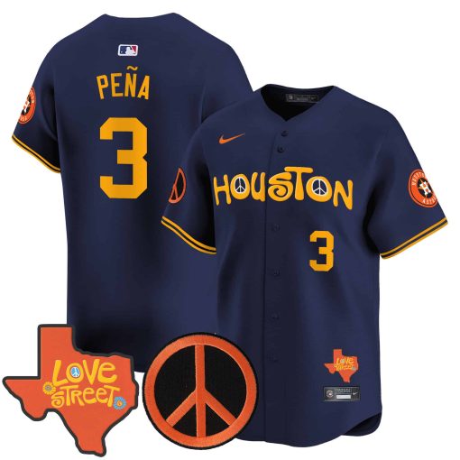 s Love Street & Peace Sign Patch Vapor Premier Limited Jersey V2 NAVY #3 PENA
