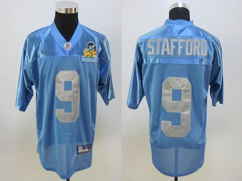 sale NFL jerseys Detroit Lions 9 Stafford Light blue ( Detroit-Lions Patch)