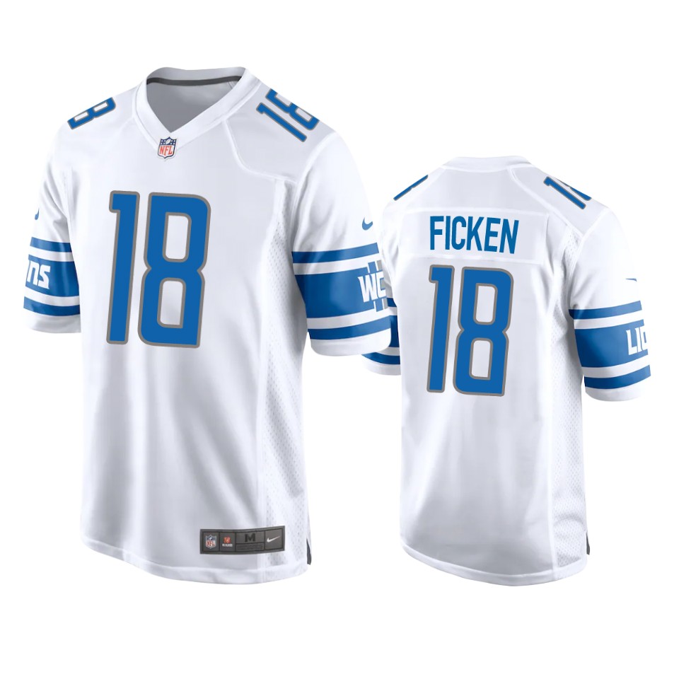 sam ficken lions white game jersey
