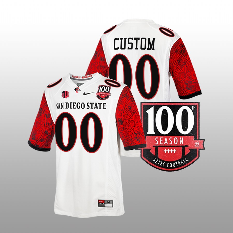 san diego state aztecs custom white 100th season patch football jersey