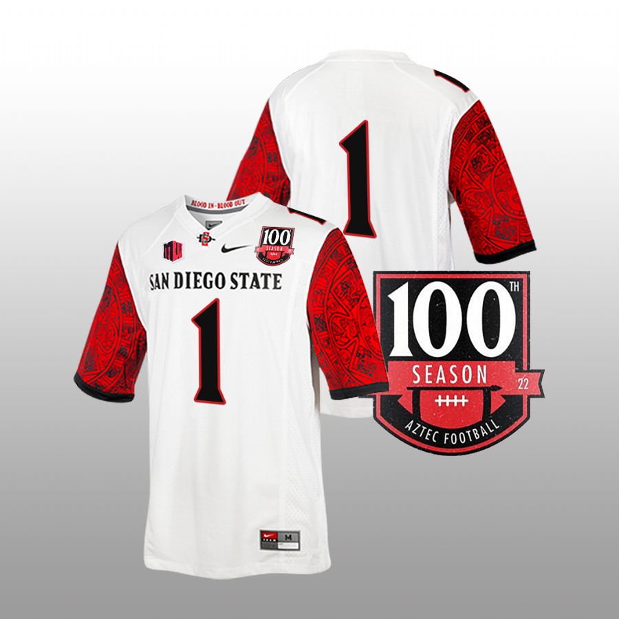san diego state aztecs white 100th season patch football jersey