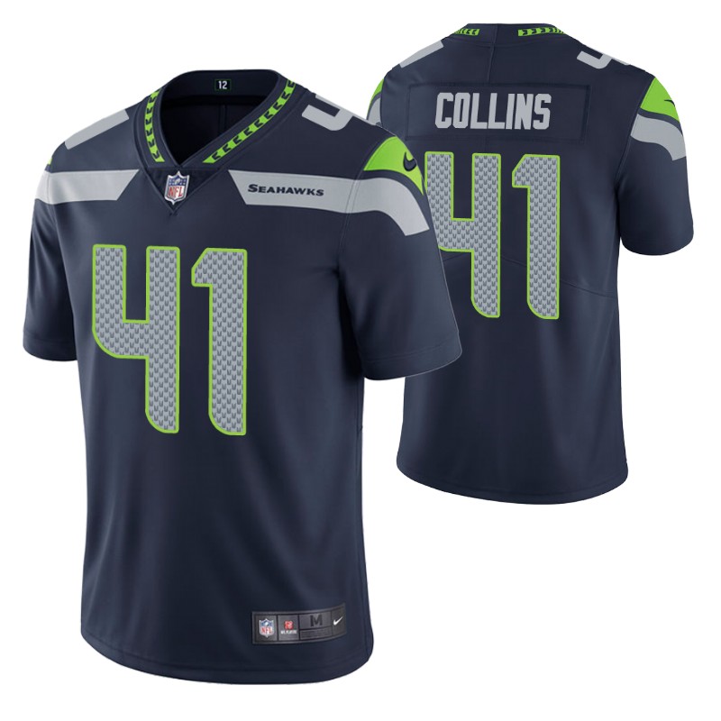 seahawks alex collins vapor limited jersey navy men stitched