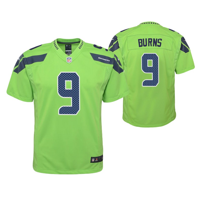 seahawks artie burns game youth jersey neon green stitched