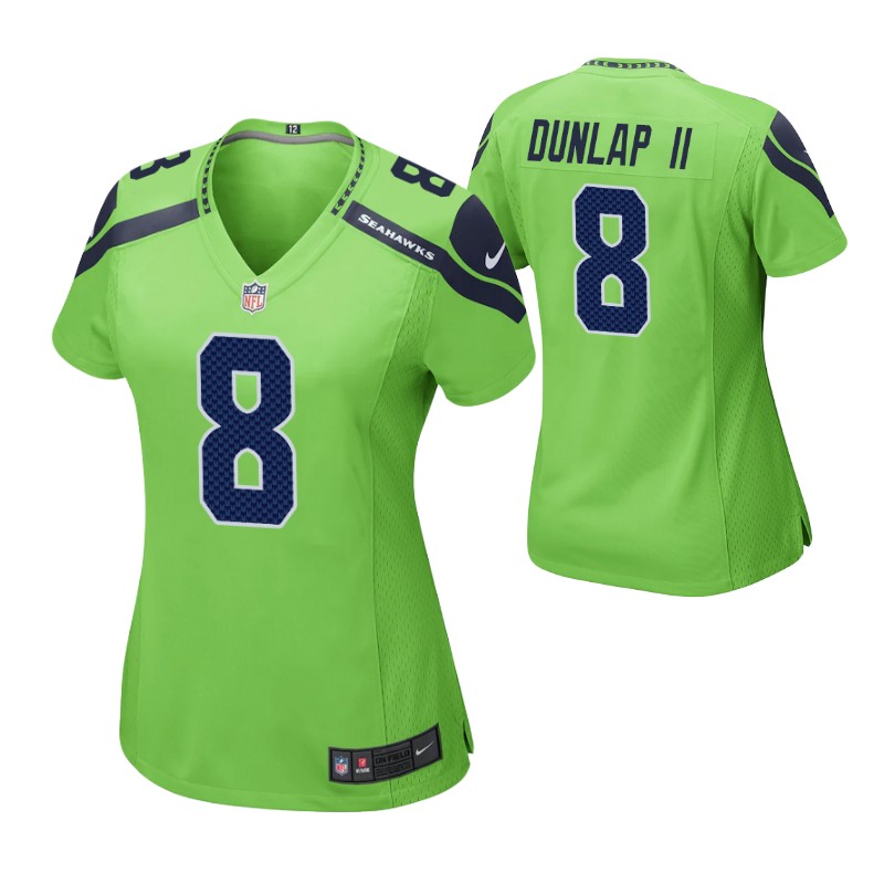 seahawks carlos dunlap ii game women's jersey neon green stitched