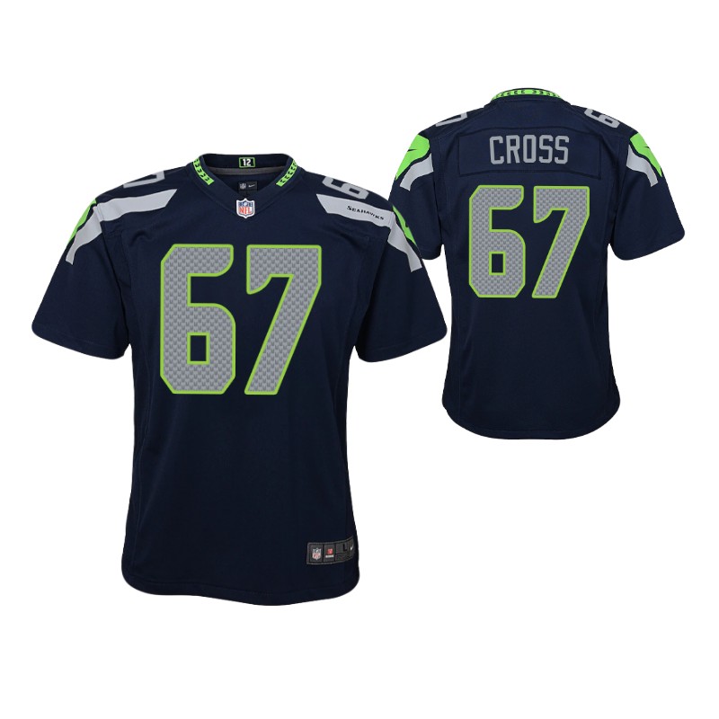 seahawks charles cross game youth jersey college navy stitched