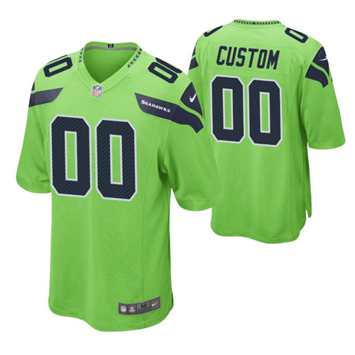seahawks custom game jersey neon green stitched