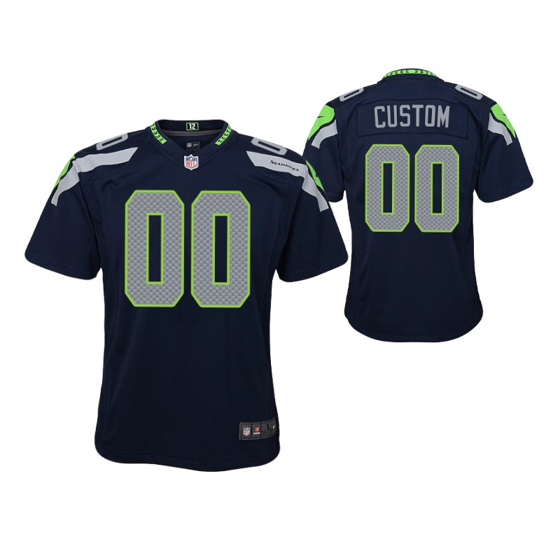 seahawks custom game youth jersey college navy stitched