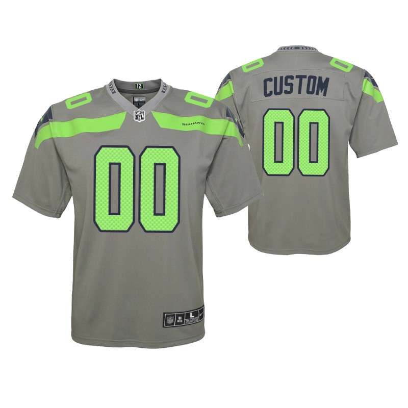 seahawks custom inverted game youth jersey gray stitched