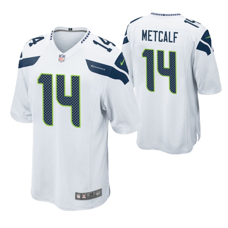 seahawks dk metcalf game jersey white  stitched