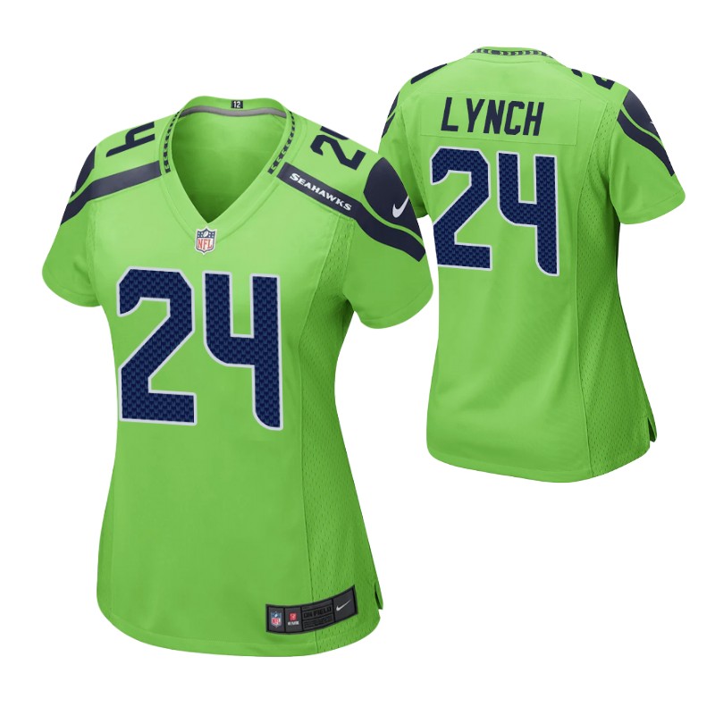 seahawks marshawn lynch retired player alternate game women's jersey neon green stitched