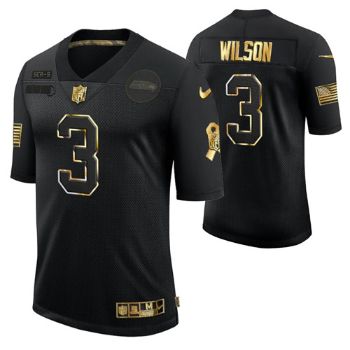 seahawks russell wilson golden limited jersey black men stitched