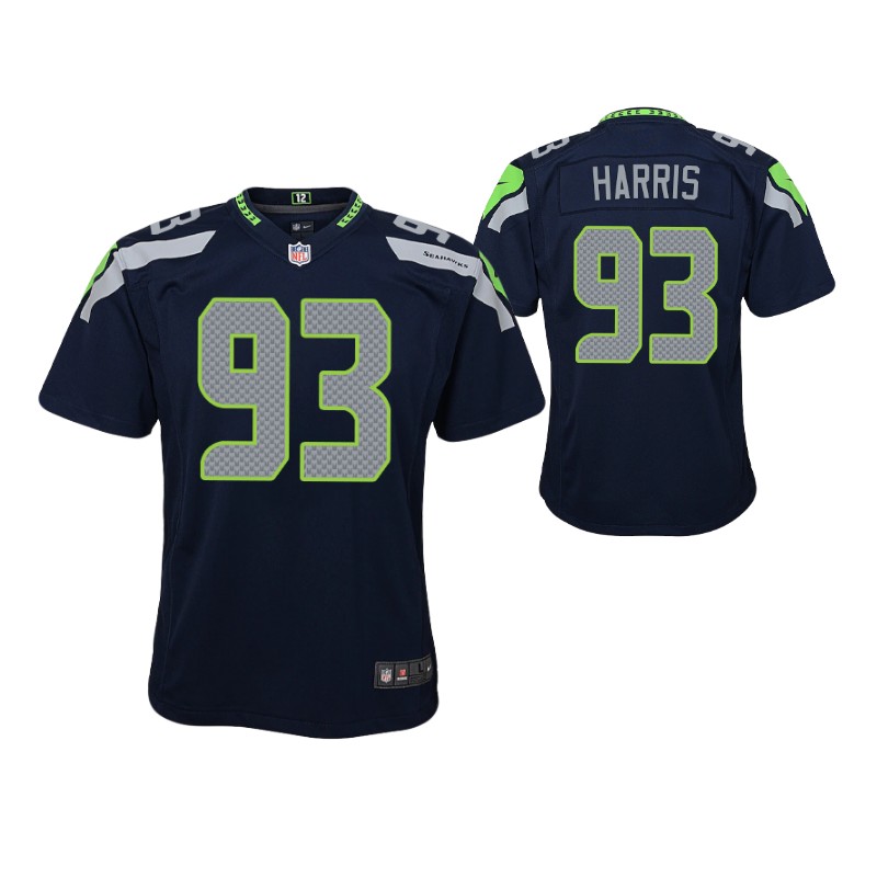 seahawks shelby harris game youth jersey college navy stitched