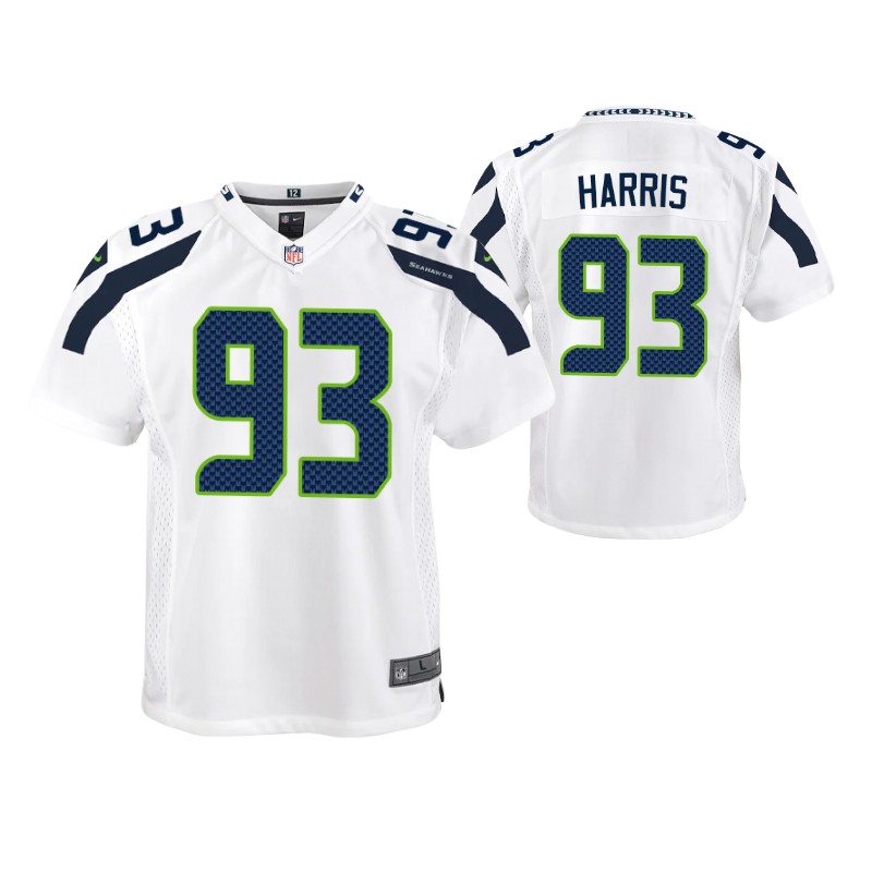seahawks shelby harris game youth jersey white stitched