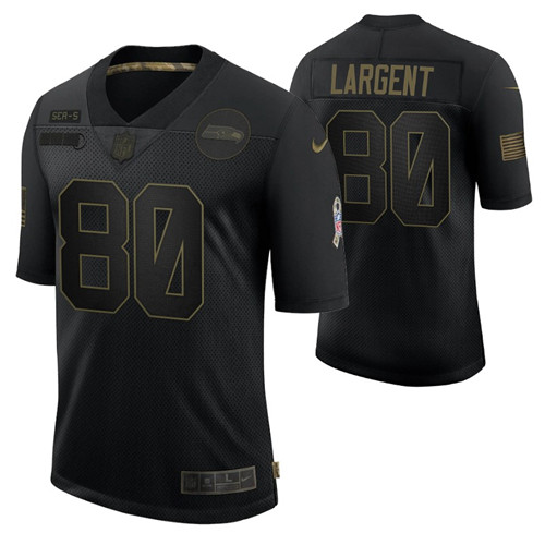 seahawks steve largent 2020 salute-to service jersey black men stitched