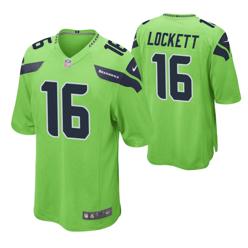 seahawks tyler lockett game jersey neon green stitched
