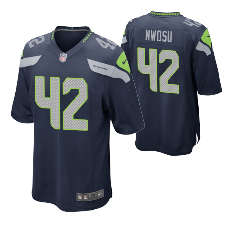 seahawks uchenna nwosu game jersey college navy stitched