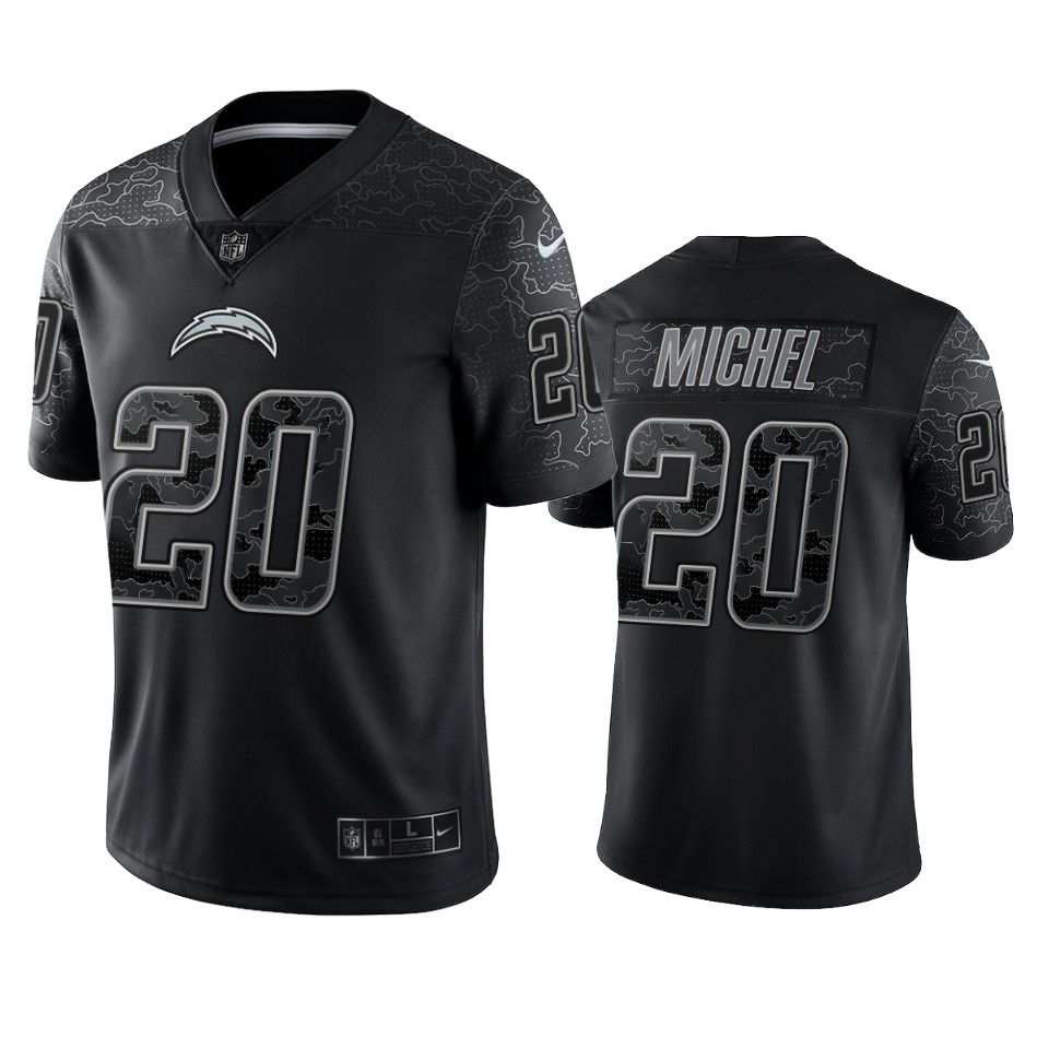 sony michel chargers jersey black reflective limited