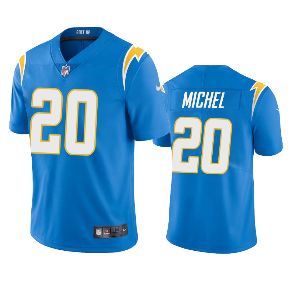sony michel chargers jersey powder blue vapor limited