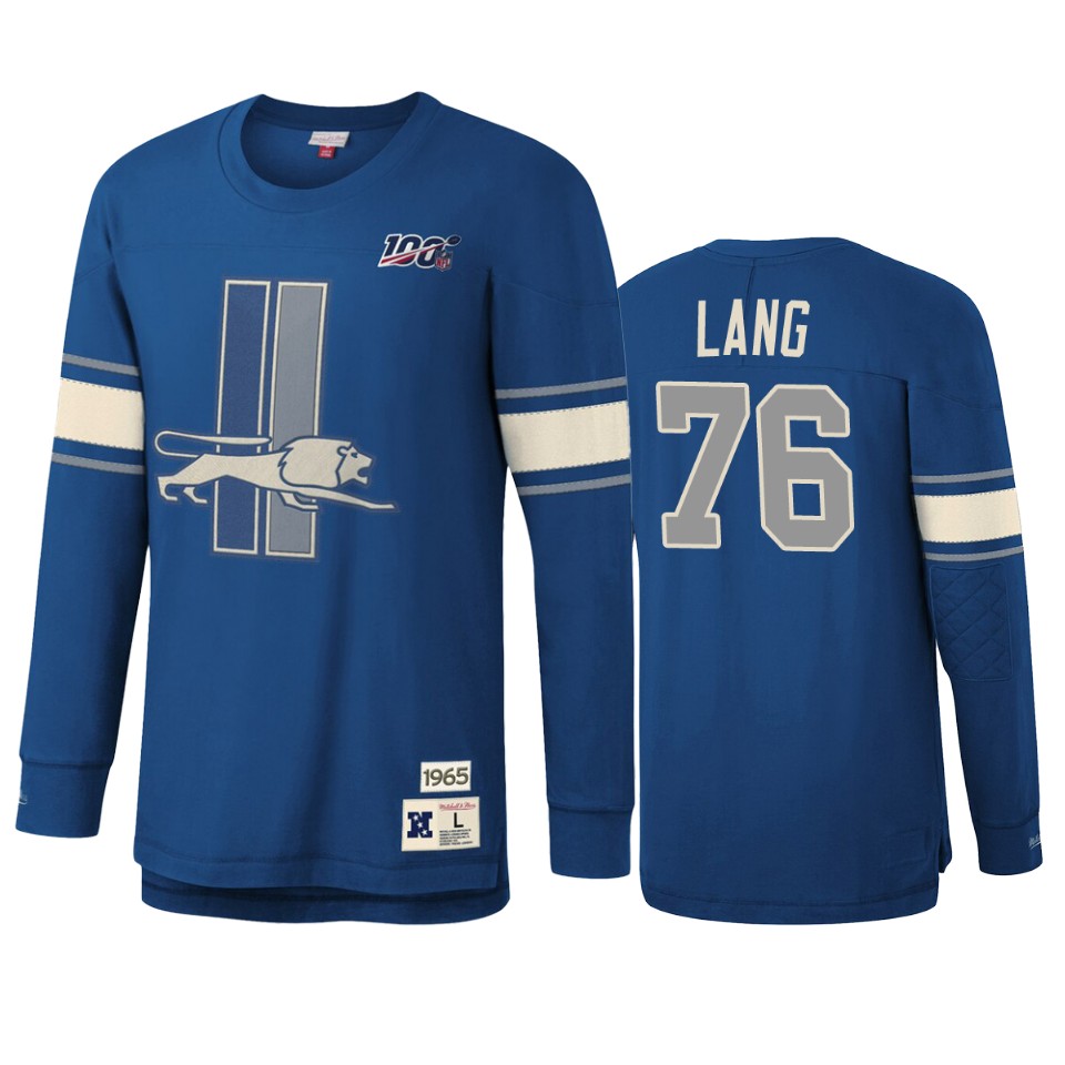 t.j. lang lions blue nfl 100 long sleeve t shirt