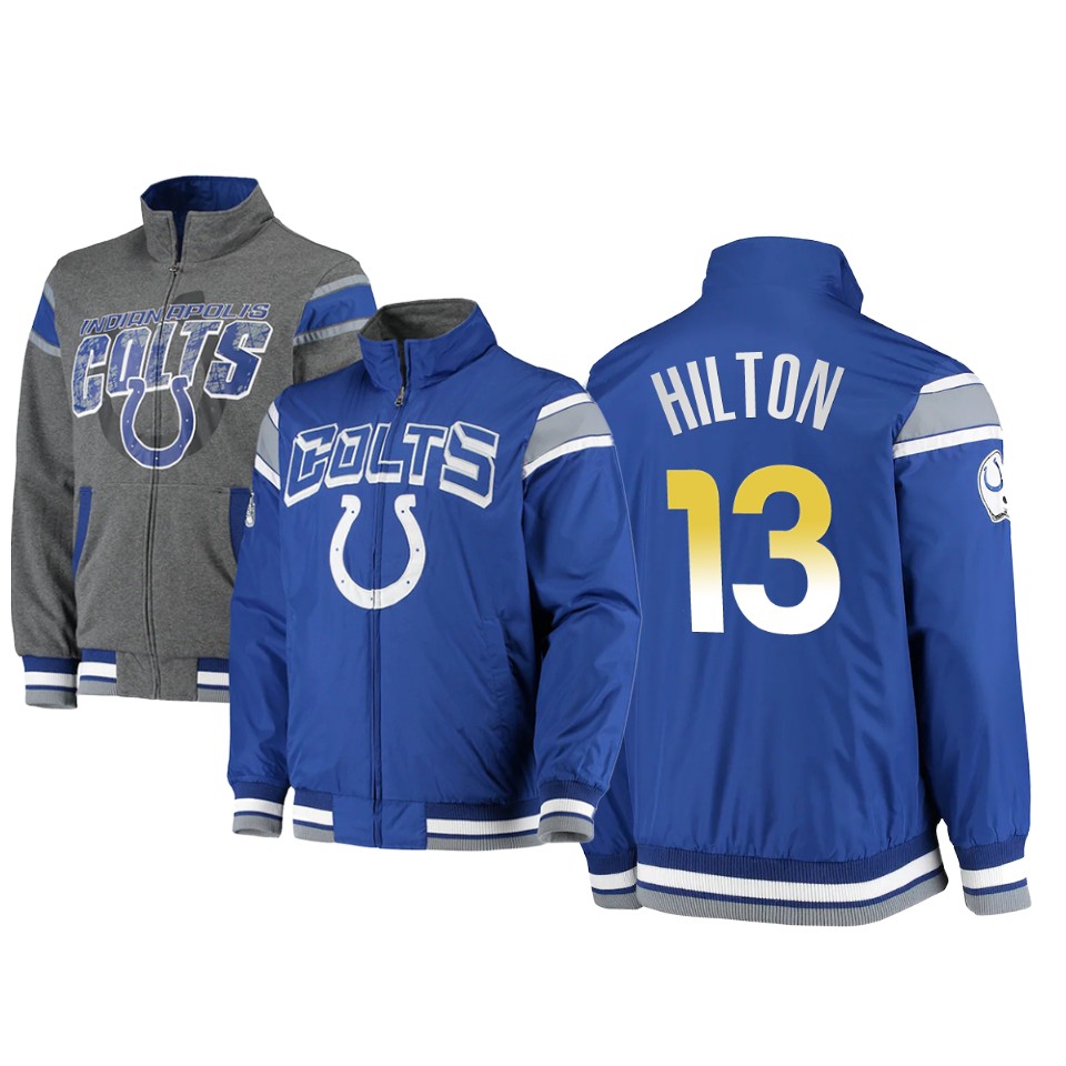 t.y. hilton colts royal charcoal offside reversible full zip jacket