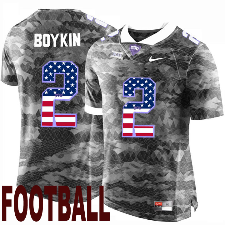 tcu horned frogs gray 2 trevone boykin usa flag college football fashion jersey