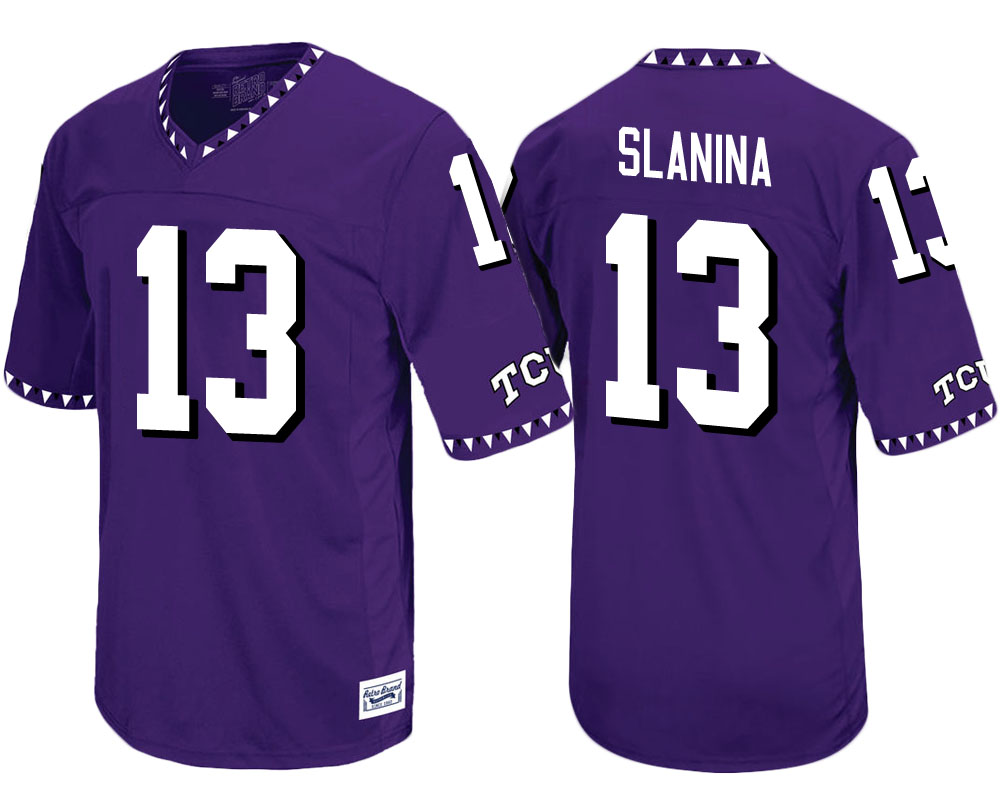 tcu horned frogs purple ty slanina throwback college football jersey