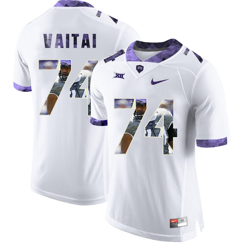 tcu horned frogs white halapoulivaati vaitai college football jersey