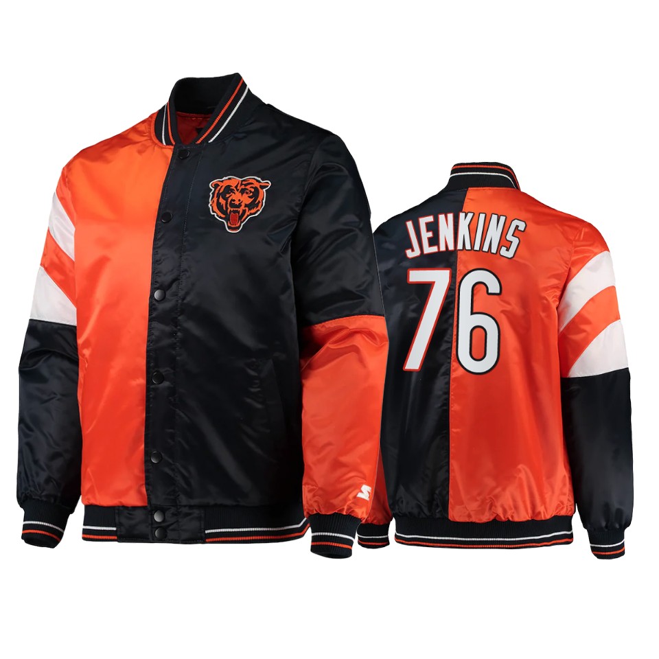 teven jenkins bears navy orange split leader varsity jacket