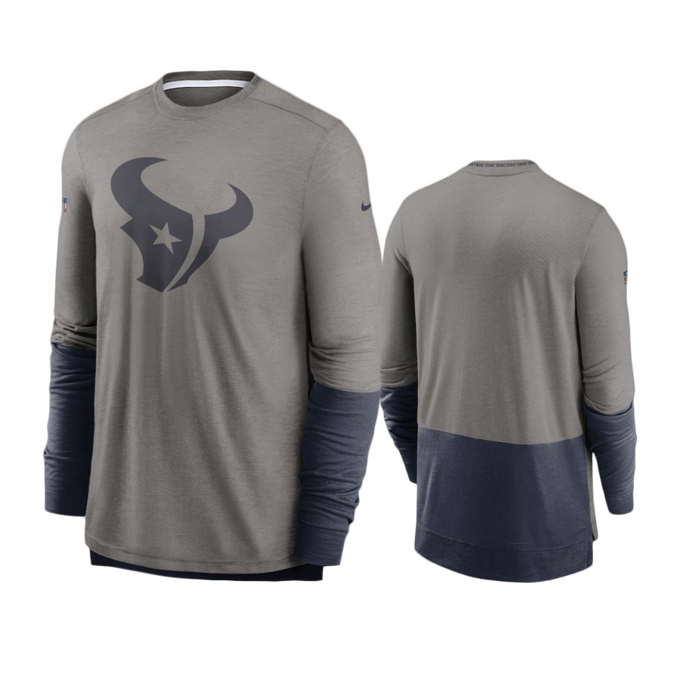 texans heathered gray navy sideline player performance t shirt 0a