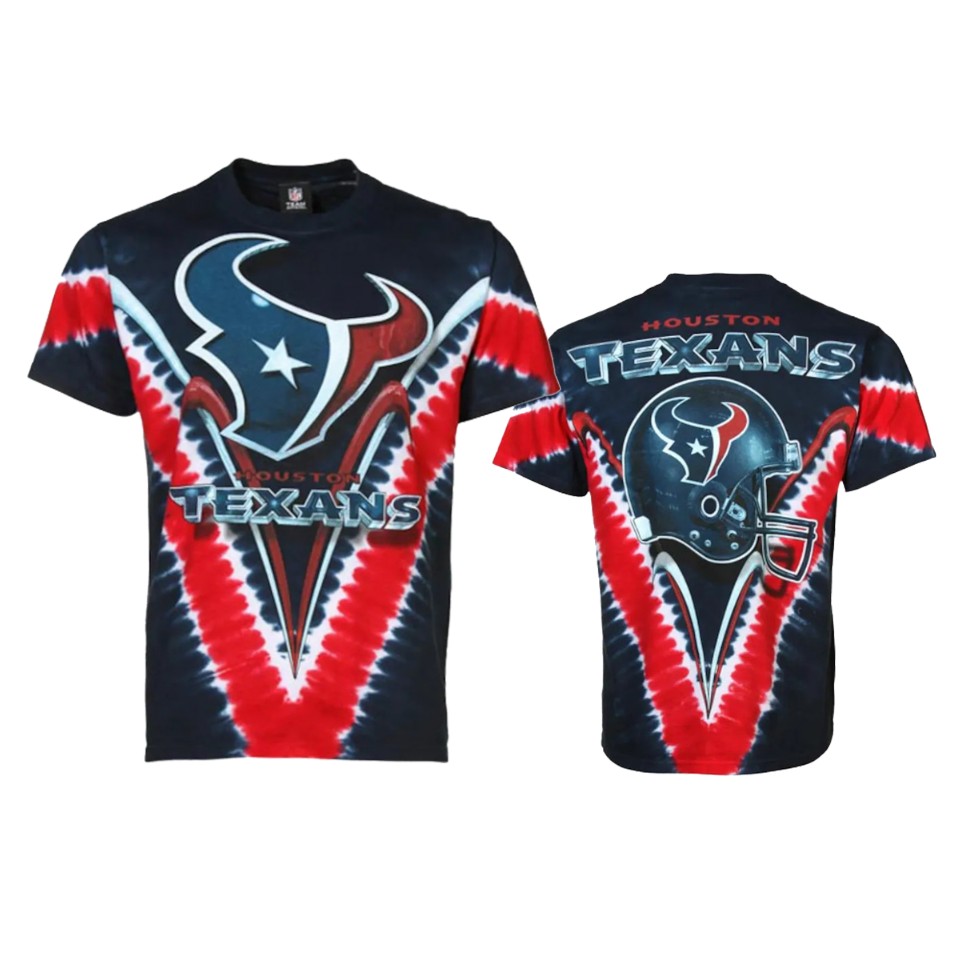 texans navy tie dye v t shirt