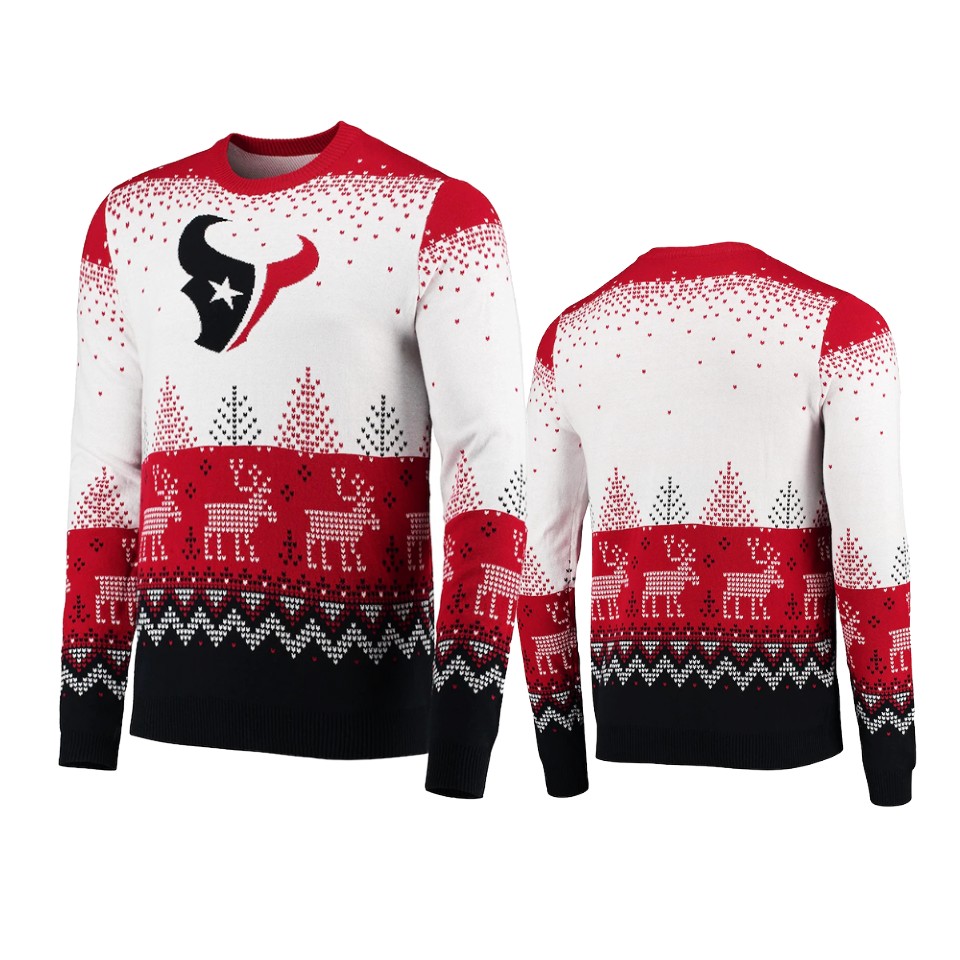texans white 2021 christmas gift big logo sweater