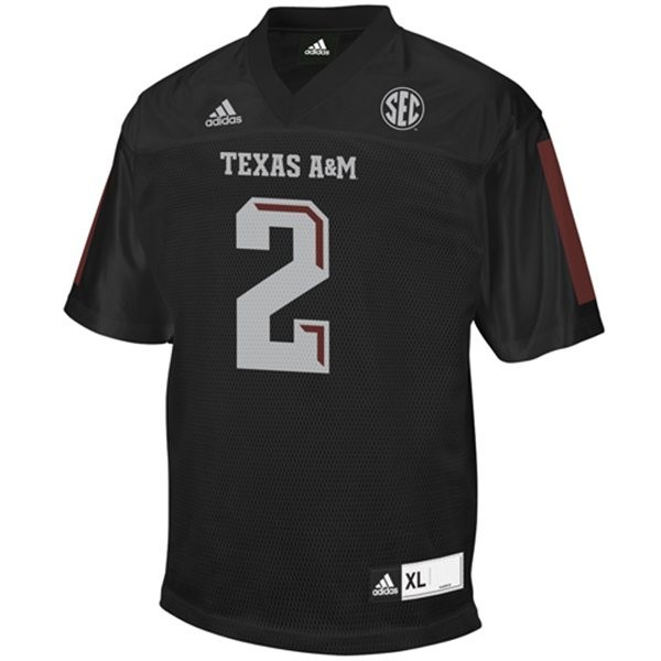 texas a&m aggies 2 johnny manziel black football jersey