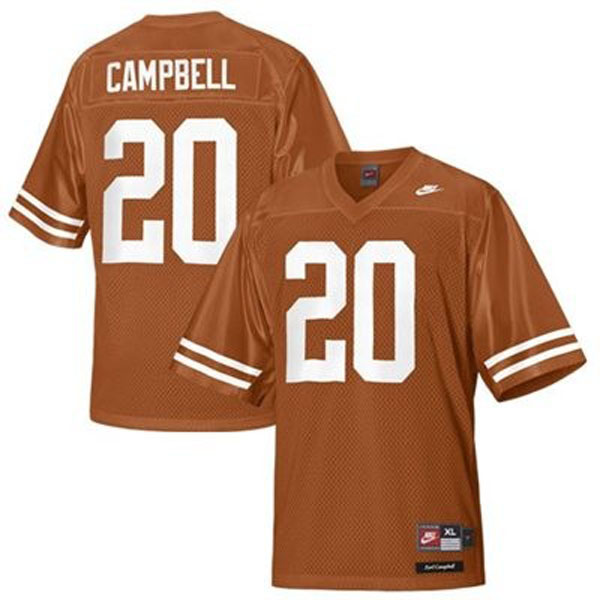 texas longhorns 20 earl campbell orange football jersey