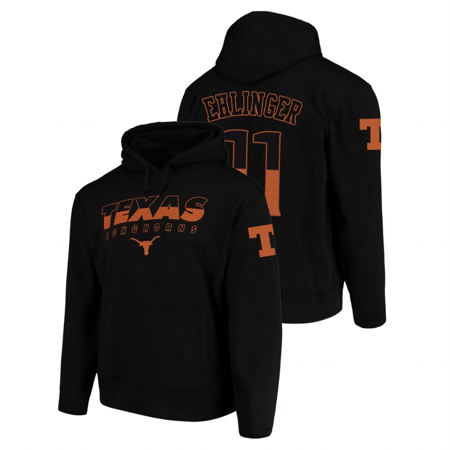 texas longhorns college football sam ehlinger black wedge performance men's pullover hoodie