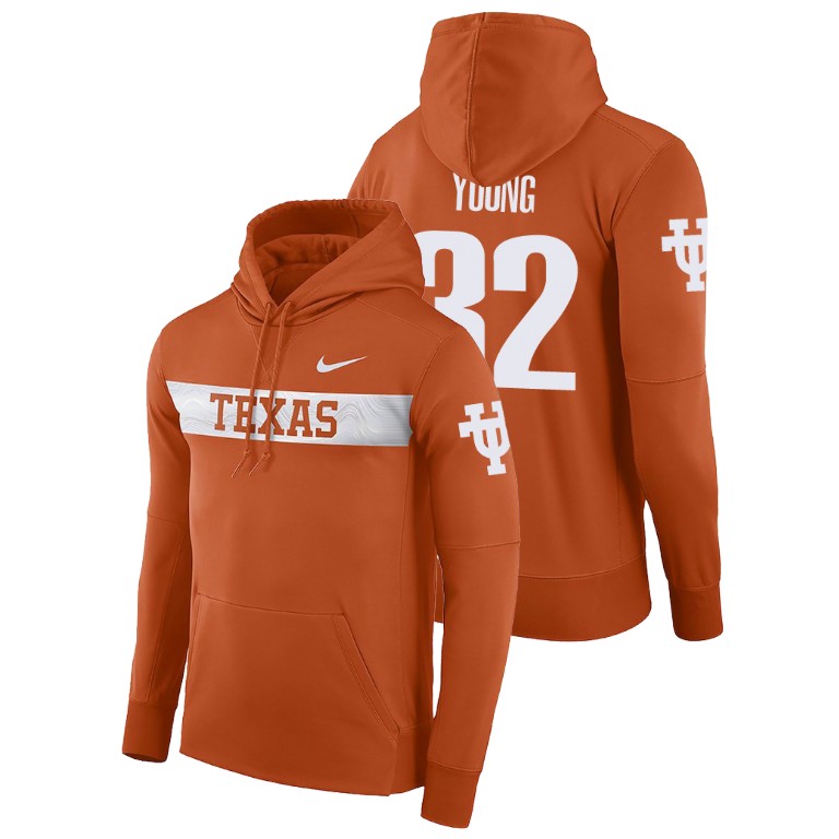 texas longhorns football performance daniel young texas orange sideline seismic men's hoodie