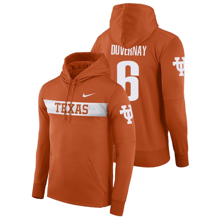 texas longhorns football performance devin duvernay texas orange sideline seismic men's hoodie