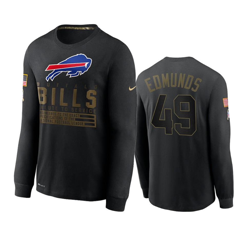 tremaine edmunds bills black 2020 salute to service sideline performance long sleeve t shirt