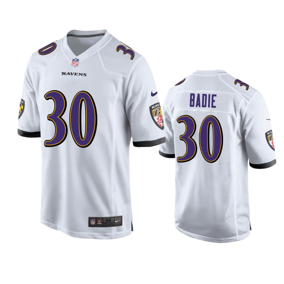 tyler badie ravens white game jersey